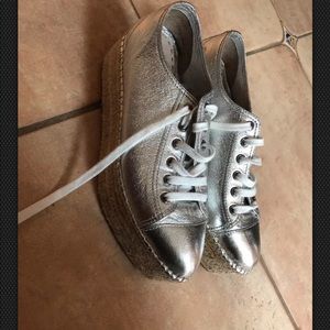 Miu Miu espadrille platform sneaker silver size 38